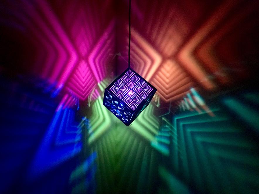 Arduino controlled lasercut cube closeup